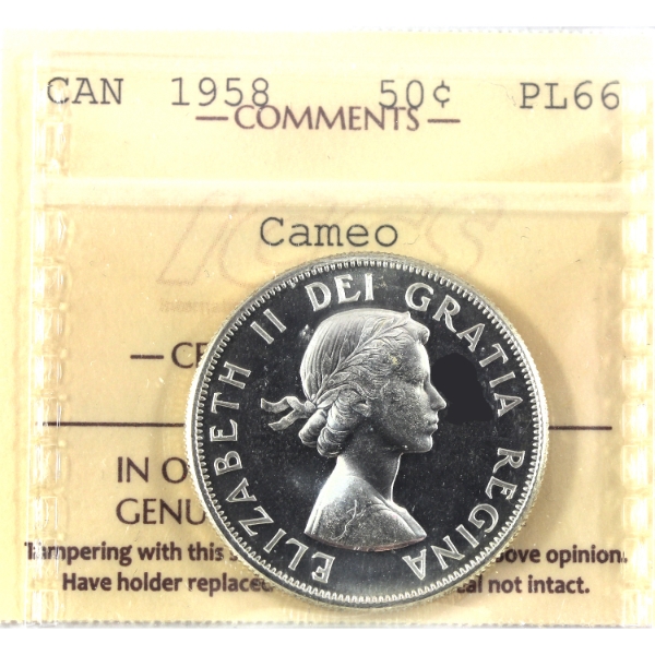 50-cent 1958 ICCS PL66 Cameo