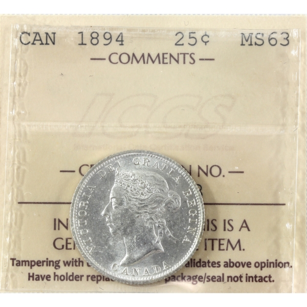 25-cent 1894 ICCS MS63