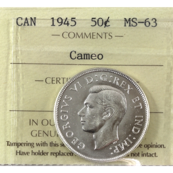 50-cent 1945 ICCS MS63 Cameo