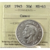 Image 1 : 50-cent 1945 ICCS MS63 Cameo