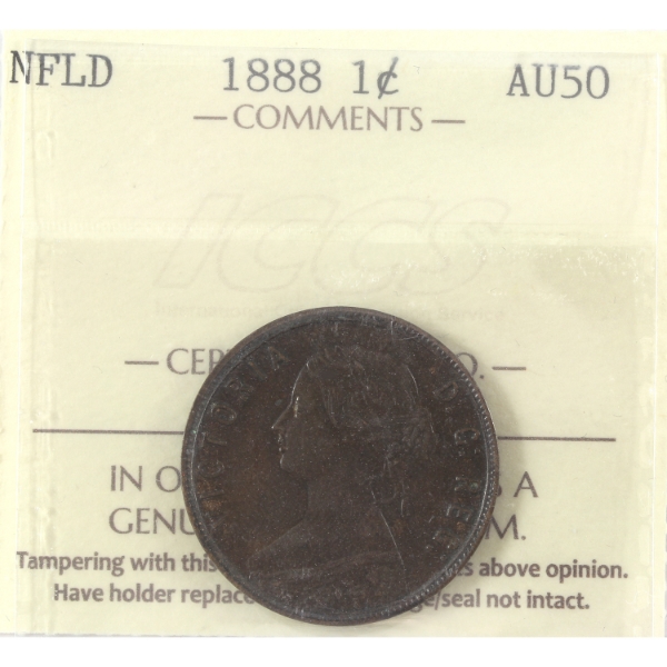 Newfoundland 1-cent 1888 ICCS AU50