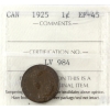 Image 1 : 1-cent 1925 ICCS EF45 
