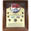 Image 1 : Canadian World War II 7-Coin and 2 Stamp Collection in Wooden Frame. 