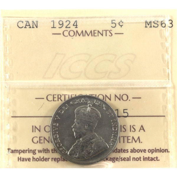 5-cent 1924 ICCS MS63