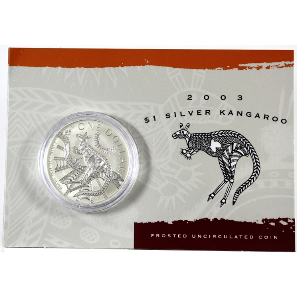 Australia Silver 2003 $1 Kangaroo 1oz .999 Fine Silver (Tax Exempt)