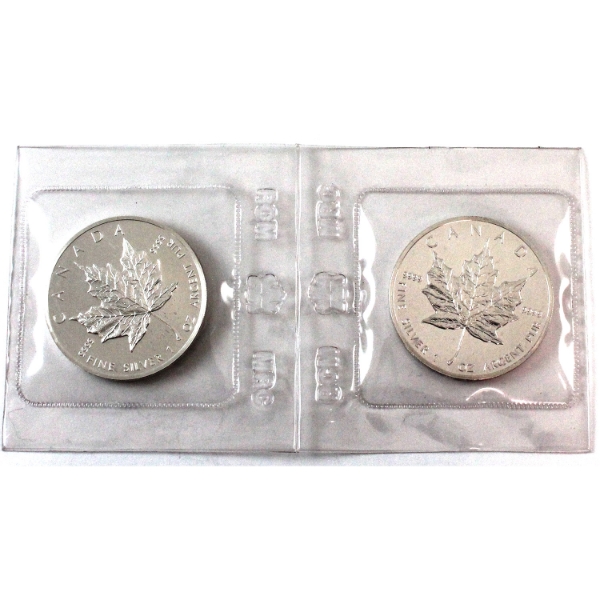 2x 1oz 1989 .9999 Fine Silver Maple Leaf Rounds Sealed. 2pcs. (Tax Exempt)
