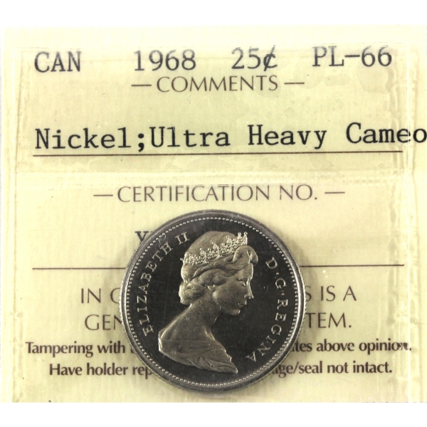 25-cent 1968 Nickel ICCS PL66 UHC