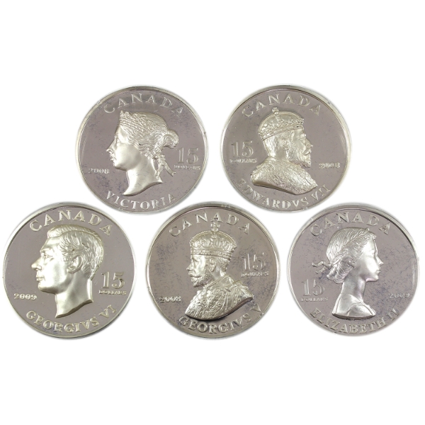 2008-2009 $15 Vignettes of Royalty Sterling Silver 5-Coin Set