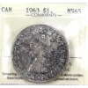 Image 1 : Silver $1 1963 ICCS MS65. Obverse contains deep mauve & russet toning with clean reverse