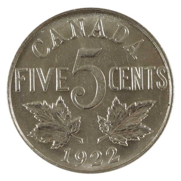 5-cent 1922 Near Rim AU-UNC