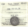 Image 1 : Test Token TT-10.2B 1965 10-cent ICCS MS65