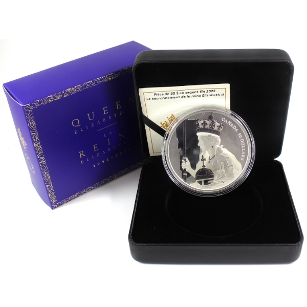 2022 $50 Queen Elizabeth II's Coronation 5oz .9999 Fine Silver (No Tax)