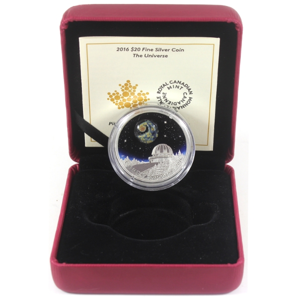 2016 $20 The Universe 1oz .9999 Fine Silver Coin w/ Unique Glass Embellishment (Tax Exempt)