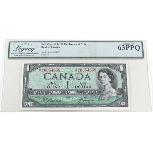 BC-37aA 1954 $1 *A/A Replacement Legacy CUNC63 PPQ Beattie-Coyne SN: *A/A0054659