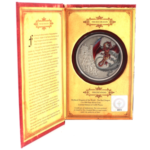 Niue Silver 2019 $5 Mythical Dragons of the World - The Red Dragon 2oz .999 Fine Silver Coin