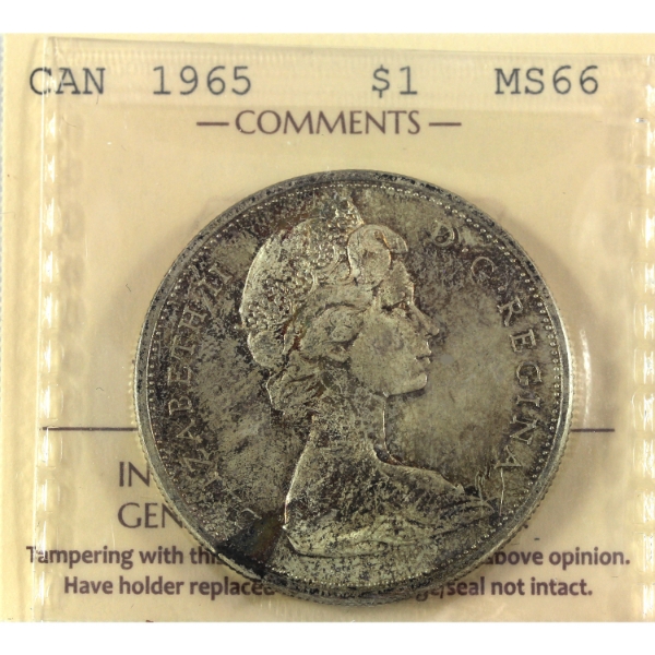 Silver $1 1965 SB P5 Type 1 ICCS MS66