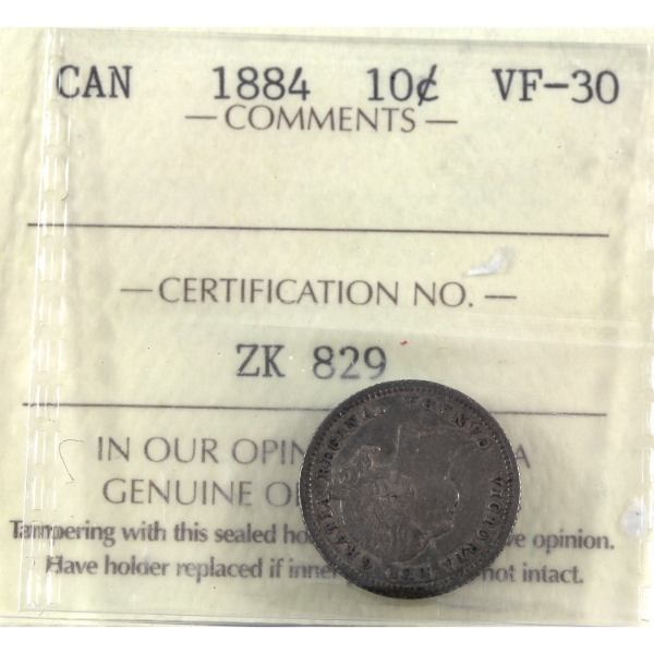 10-cent 1884 ICCS VF30