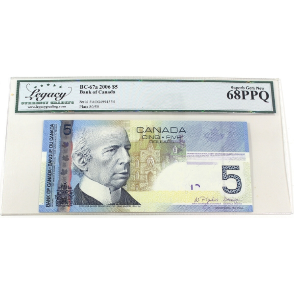 BC-67a 2006 $5 Legacy Superb GEM UNC68 PPQ Jenkins-Dodge SN:AOG4994554