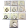 Image 1 : 50-cent 1957, 1958, 1959, 1960, 1962, 1963, 1964, 1965, 1966 & 1967 ICCS PL65 Cameo. 10pcs