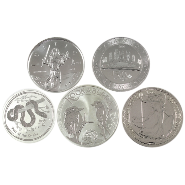 4.5oz Lot Total! World .999 Fine Silver Rounds. 5pcs. (Tax Exempt)