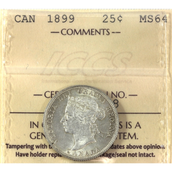 25-cent 1899 ICCS MS64