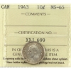 Image 1 : 10-cent 1943 ICCS MS65
