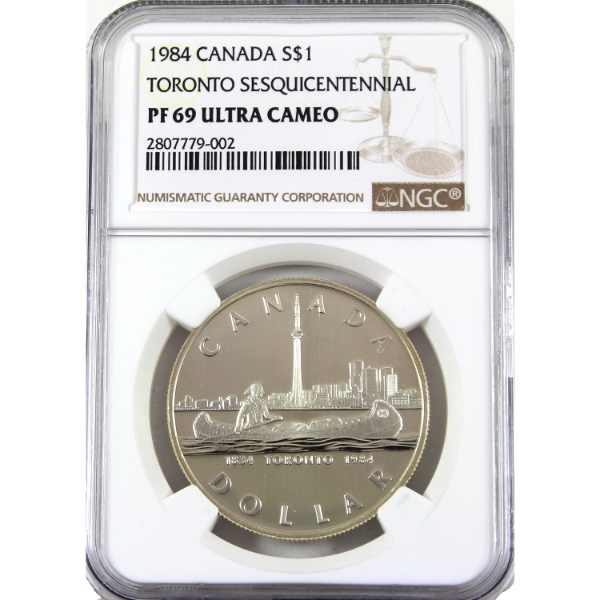 1984 $1 Toronto Sesquicentennial .500 Silver Coin NGC PF69 Ultra Cameo