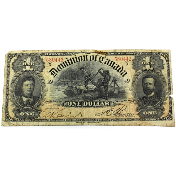 DC-13c 1898 $1 F-VF Various-Boville SN:580442 Check Letter N