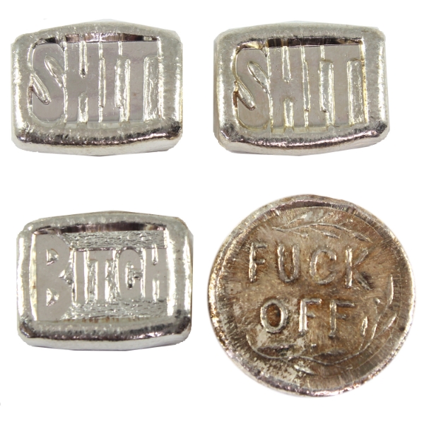 4x 1oz Beaver Bullion Expletive .999 Fine Silver Bars & Round. 4pcs. (Tax Exempt)