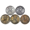 Image 1 : Group Lot of 5 Apollo Silver Medals, 3 Bronze Toned. 5pcs.