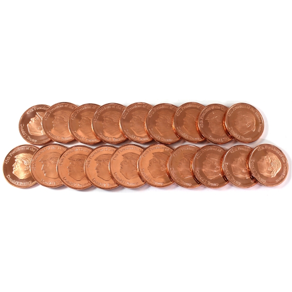 Tube of 19x 1oz Donald Trump 45th President of the United States .999 Fine Copper Rounds. 19pcs.