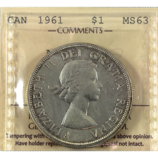 Silver $1 1961 Arrowhead ICCS MS63