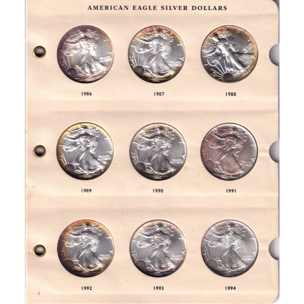 USA Silver 1987-2003 American Eagle Silver Dollar Series in Binder. 18pcs (Tax Exempt)