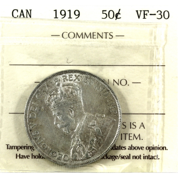 50-cent 1919 ICCS VF30