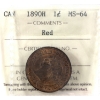 Image 1 : 1-cent 1890H ICCS MS64 Red