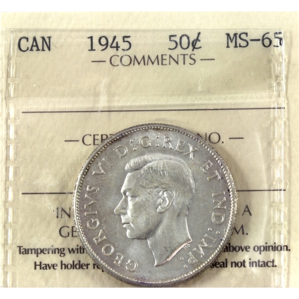50-cent 1945 ICCS MS65