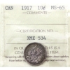 Image 1 : 10-cent 1917 ICCS MS65 