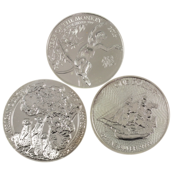 3x 1oz World 2016-2017 Mixed Denomination Assorted .999 Fine Silver Coins. 3pcs (Tax Exempt)
