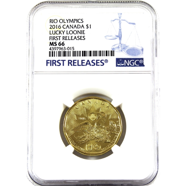 Loon $1 2016 Rio Olympics Lucky Loonie First Releases NGC MS66