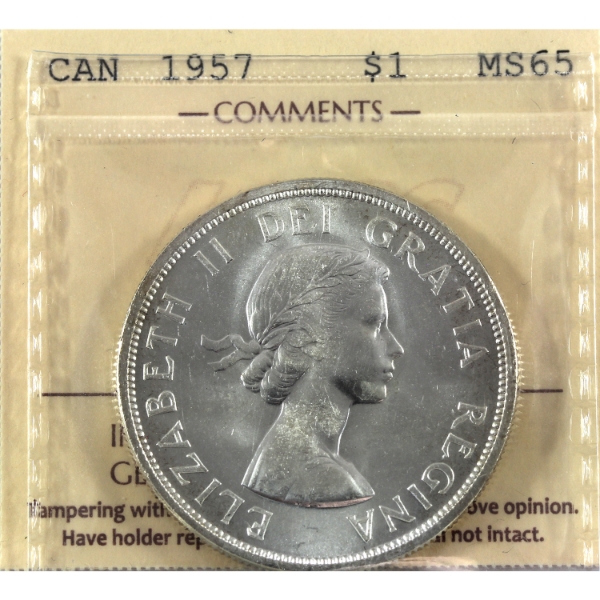 Silver $1 1957 ICCS MS65