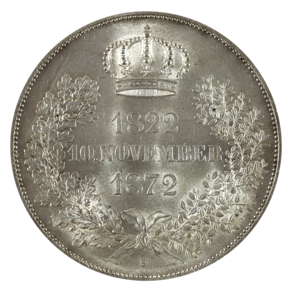 German States-Saxony (Albertine) Silver 1872B 2 Thaler Golden Wedding UNC+