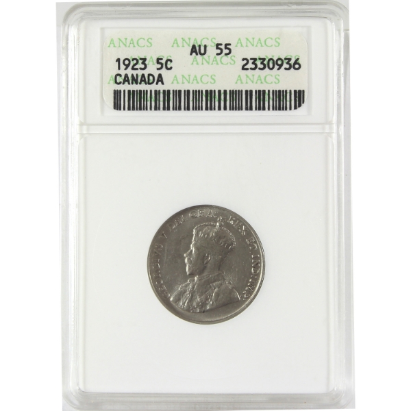 5-cent 1923 ANACS Certified AU55