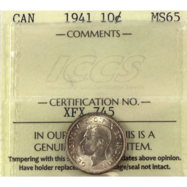 10-cent 1941 ICCS MS65