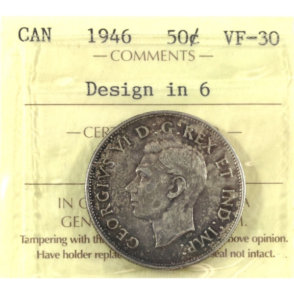 50-cent 1946 Design in 6 ICCS VF30