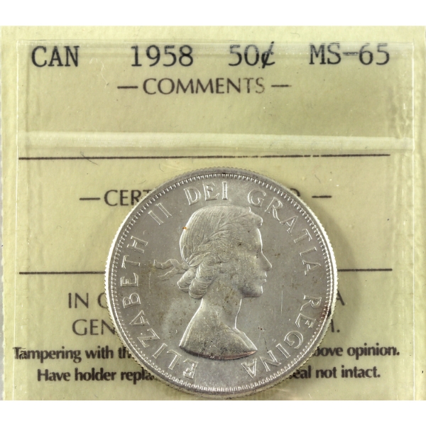 50-cent 1958 ICCS MS65
