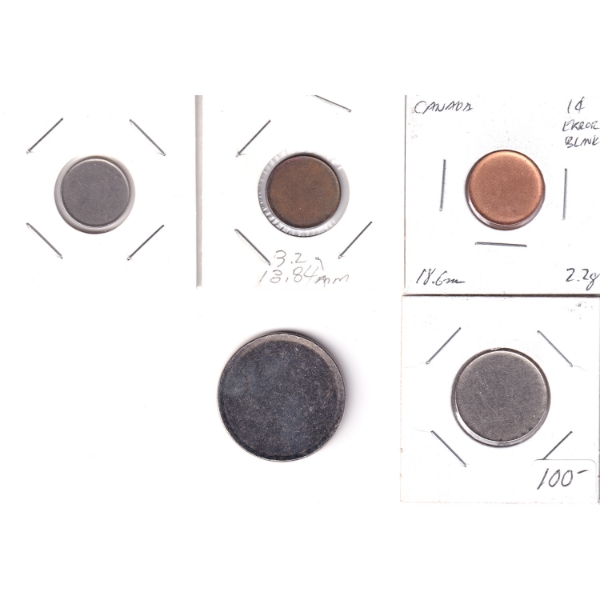 Lot of 5x Blank Planchets. 5pcs