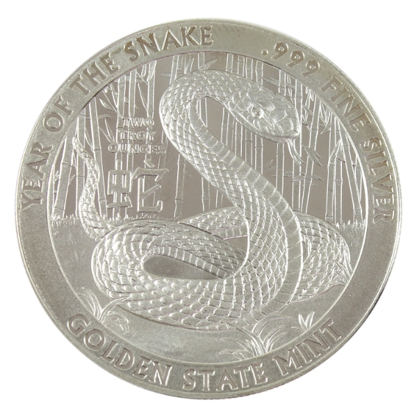 2oz Golden State Mint 2025 Chinese Zodiac: Year of the Snake .999 Fine Silver Round (Tax Exempt)