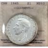 Image 1 : Silver $1 1945 ICCS MS60