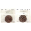 1-cent 1917 & 1918 ICCS MS64 Red. 2pcs