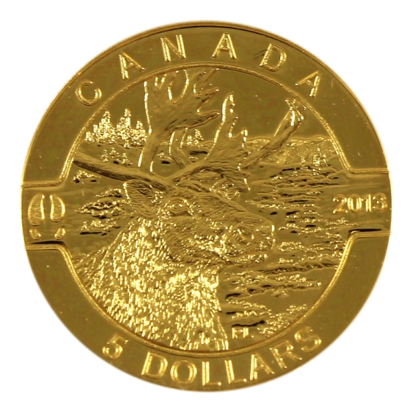 2013 Gold $5 O Canada - The Caribou 1/10oz .9999 Fine Gold Coin (Tax Exempt)